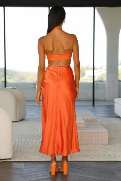 RUNAWAY Fate Maxi Dress Orange Formal Dresses