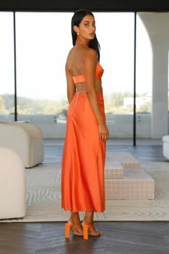RUNAWAY Fate Maxi Dress Orange Formal Dresses