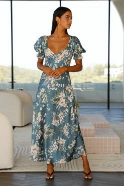 Hello Molly Floral Dresses Key To My Heart Maxi Dress Blue
