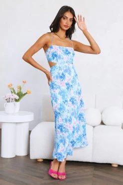 Hello Molly Rainbow Glow Midi Dress Blue