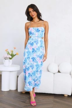Hello Molly Rainbow Glow Midi Dress Blue