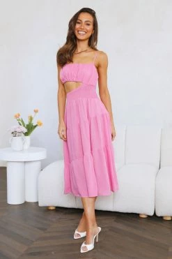 Hello Molly Get Lost In Your Eyes Midi Dress Pink