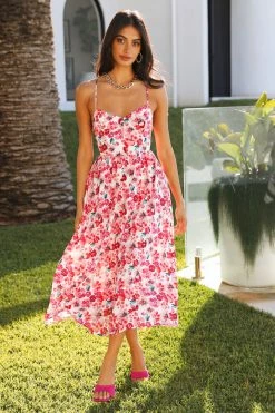 Hello Molly Stay By Your Side Midi Dress Floral Backless Dresses