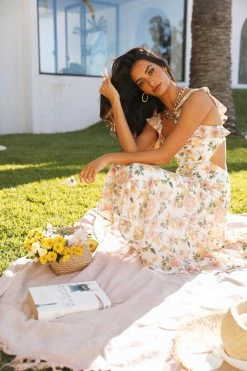 Hello Molly First Paint Stroke Maxi Dress Floral Backless Dresses