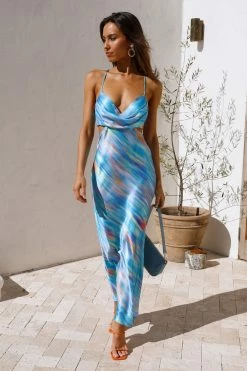 Hello Molly Backless Dresses Aurora Rays Maxi Dress Blue
