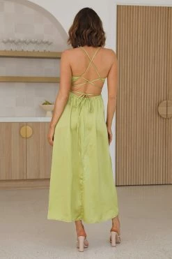 Hello Molly Early Mornings Maxi Dress Green Backless Dresses