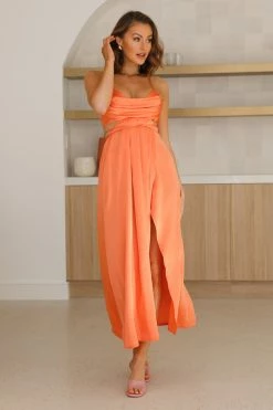 Hello Molly Backless Dresses Early Mornings Maxi Dress Orange
