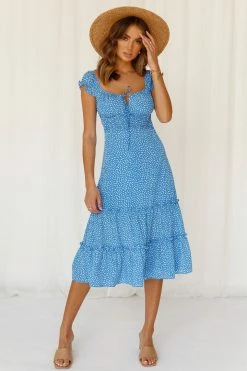 Hello Molly Should Be Loving Someone Midi Dress Blue Day Dresses