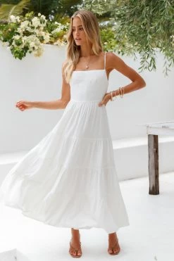 Hello Molly Train Into Town Midi Dress White