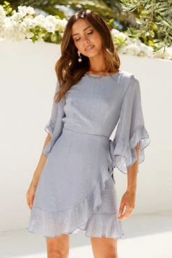 Hello Molly Never Regret Anything Dress Steel Blue Day Dresses