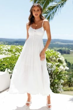 Hello Molly Day Dresses Chain Of Daisies Maxi Dress White