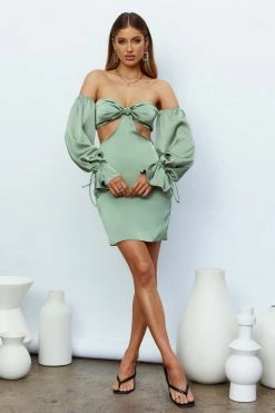 Hello Molly A Different Vibe Dress Sage Long Sleeve Dresses