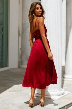 Hello Molly Fuel To My Fire Midi Dress Wine Formal Dresses