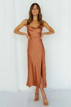 Hello Molly Stand On My Own Midi Dress Rust