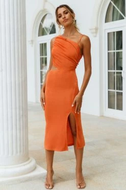 Hello Molly Block It Out Midi Dress Orange Day Dresses
