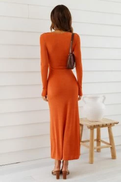 Hello Molly Criss Cross Maxi Dress Orange Bodycon Dresses