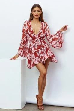 Hello Molly Floral Dresses Speak A Little Louder Dress Rust