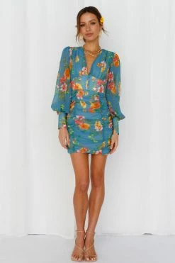 Floral Dresses RUNAWAY Kimancy Dress Aqua Floral