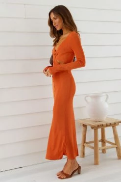Hello Molly Criss Cross Maxi Dress Orange Bodycon Dresses