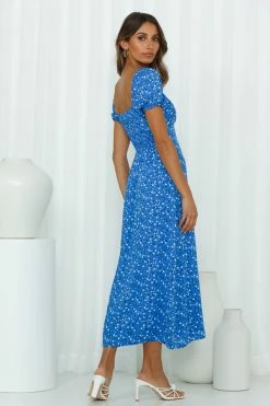 Hello Molly Not Too Far Now Midi Dress Dark Blue Day Dresses