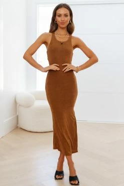 Hello Molly Backless Dresses Question Time Maxi Dress Brown