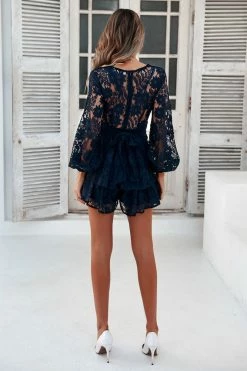 Hello Molly Wake Up To The City Of Dreams Romper Navy Homecoming Dresses